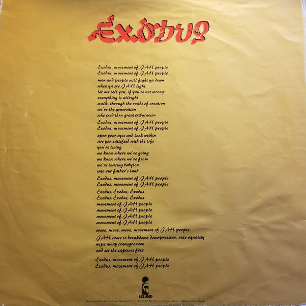 Bob Marley & The Wailers : Exodus (LP, Album, Ter)