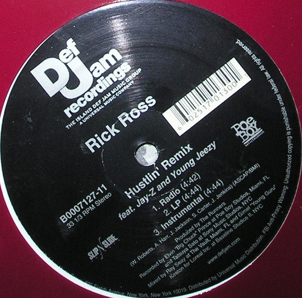 Rick Ross Feat. Jay-Z & Young Jeezy : Hustlin' (Remix) (12")