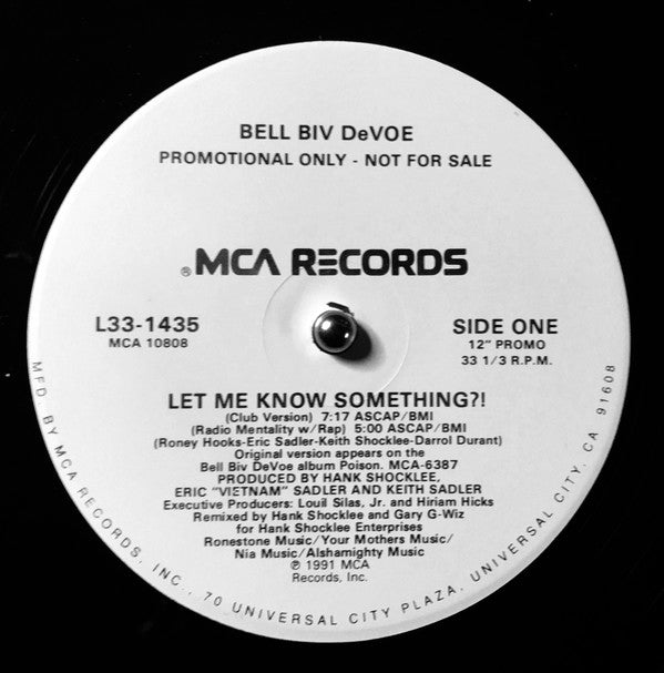 Bell Biv Devoe : Let Me Know Something?! (12", Promo)