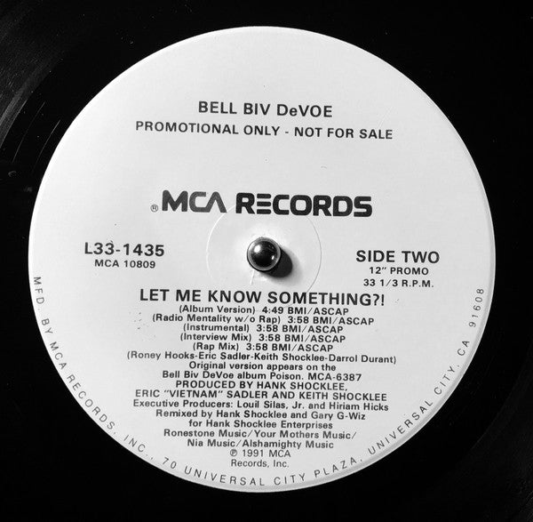 Bell Biv Devoe : Let Me Know Something?! (12", Promo)