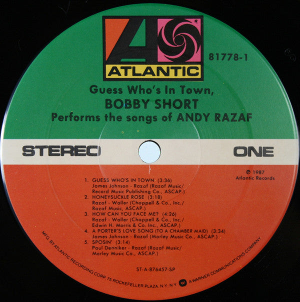 Bobby Short : Guess Who's In Town (LP, Album)