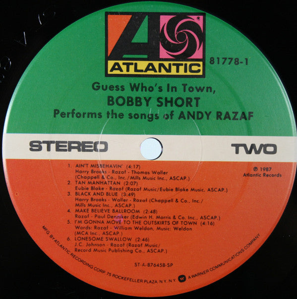 Bobby Short : Guess Who's In Town (LP, Album)