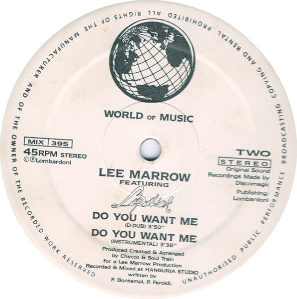 Lee Marrow Featuring Lipstick (3) : Do You Want Me (12")