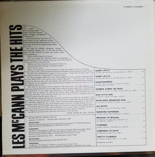 Les McCann : Les McCann Plays The Hits (LP, Album)