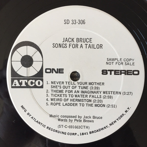 Jack Bruce : Songs For A Tailor (LP, Album, Promo, CTH)