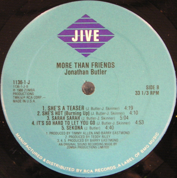 Jonathan Butler : More Than Friends (LP, Album)