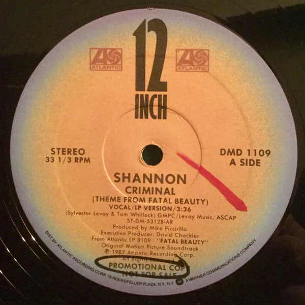 Shannon : Criminal (Theme From Fatal Beauty) (12", Promo)