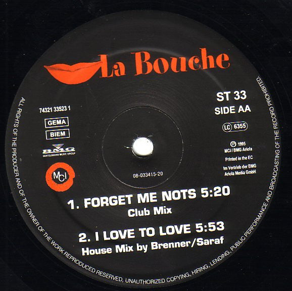 La Bouche : I Love To Love / Forget Me Nots (12")
