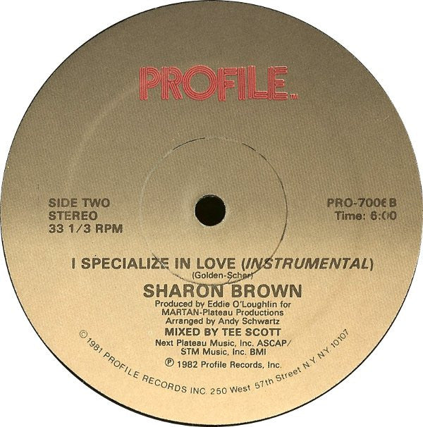 Sharon Brown : I Specialize In Love (12", Single)