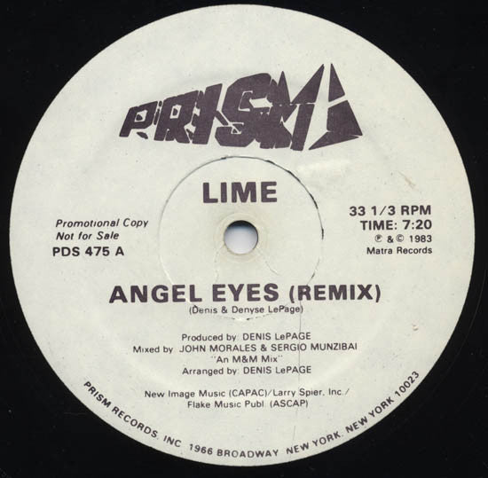 Lime (2) : Angel Eyes (Remix) (12", Promo)