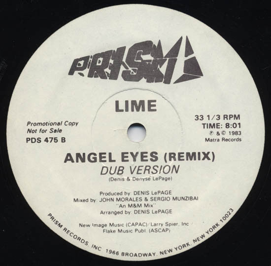 Lime (2) : Angel Eyes (Remix) (12", Promo)