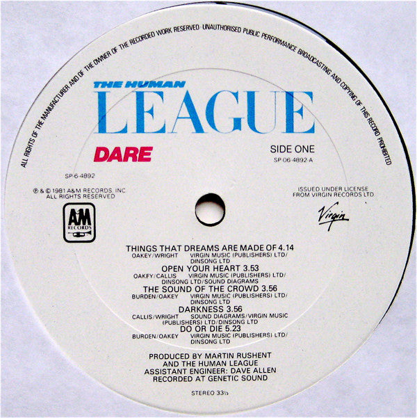 The Human League : Dare (LP, Album, Gat)