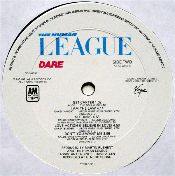 The Human League : Dare (LP, Album, Gat)