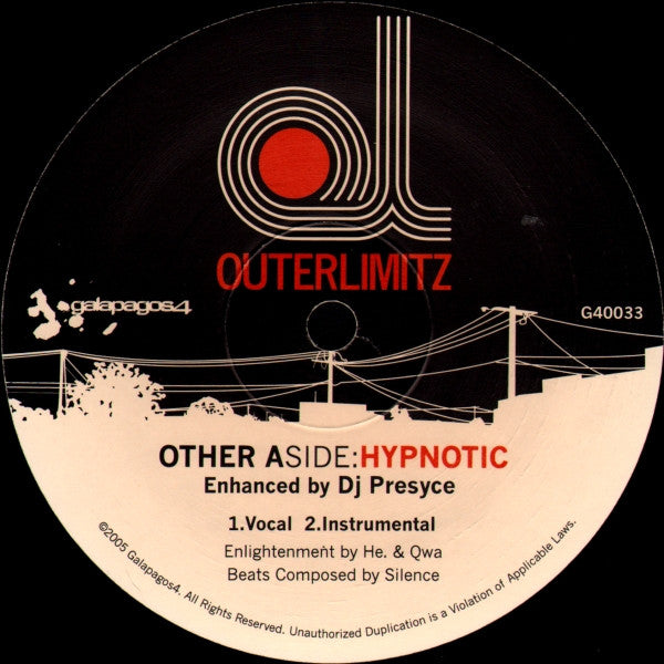 Outerlimitz : Packaged In Plastic / Hypnotic (12", Single, Ltd)