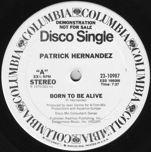 Patrick Hernandez : Born To Be Alive (12", Single, Promo)