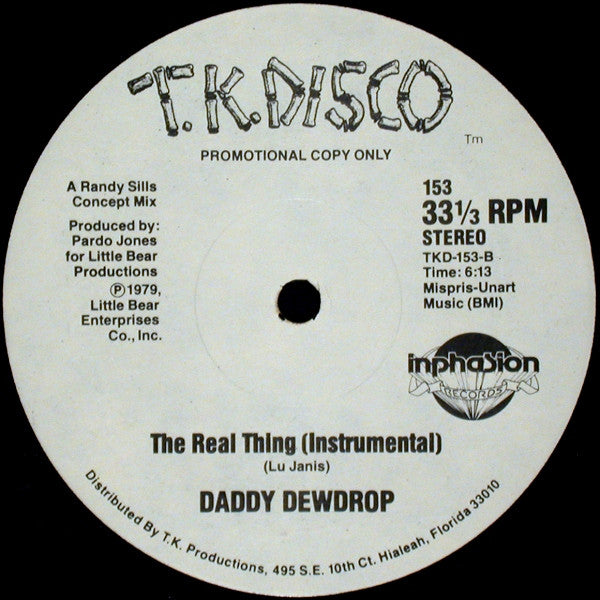 Daddy Dewdrop : The Real Thing (12", Promo)