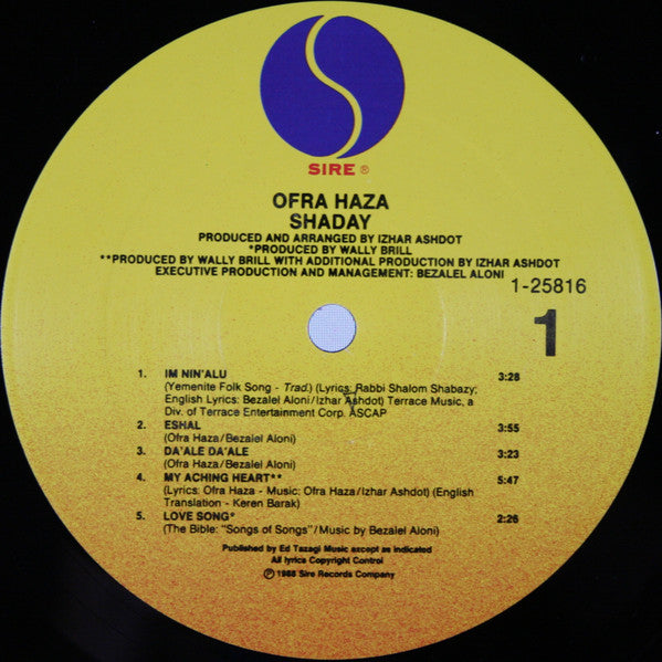 Ofra Haza : Shaday (LP, Album, ARC)