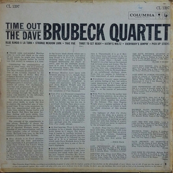 The Dave Brubeck Quartet : Time Out (LP, Album, Mono, 6-E)