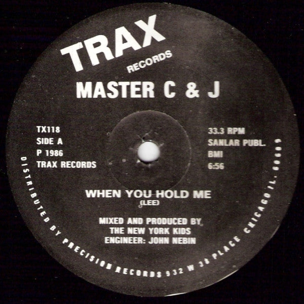 Master C & J : When You Hold Me (12", Bla)