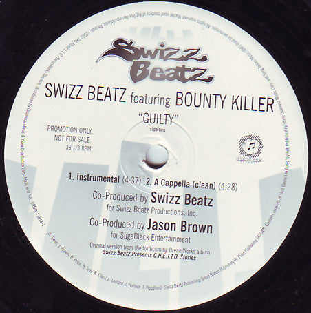 Swizz Beatz Feat. Bounty Killer : Guilty (12", Promo)