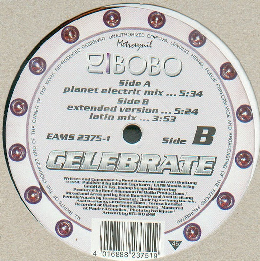 DJ BoBo : Celebrate (12", Maxi)