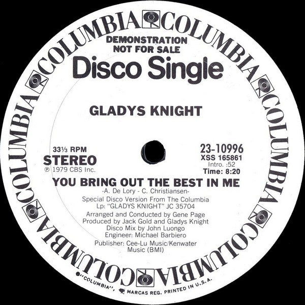 Gladys Knight : You Bring Out The Best In Me (12", Promo)