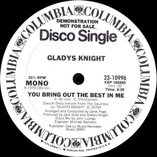 Gladys Knight : You Bring Out The Best In Me (12", Promo)