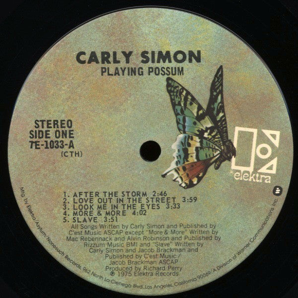 Carly Simon : Playing Possum (LP, Album, CTH)