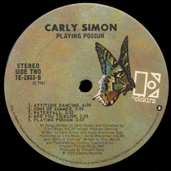 Carly Simon : Playing Possum (LP, Album, CTH)