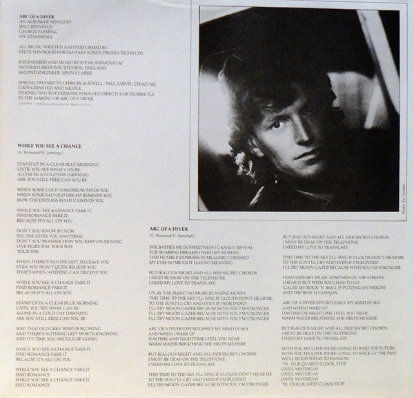 Steve Winwood : Arc Of A Diver (LP, Album, Jac)