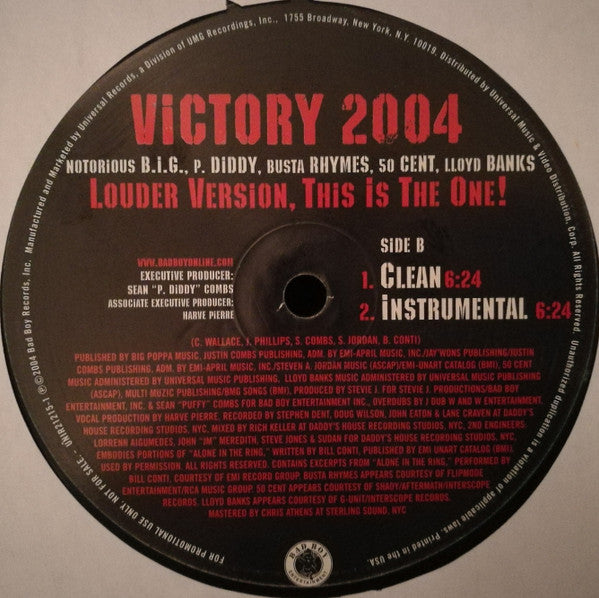 Notorious B.I.G., P. Diddy, Busta Rhymes, 50 Cent & Lloyd Banks : Victory 2004 (12", Promo)