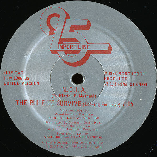 N.O.I.A. : The Rule To Survive (Looking For Love) (12")