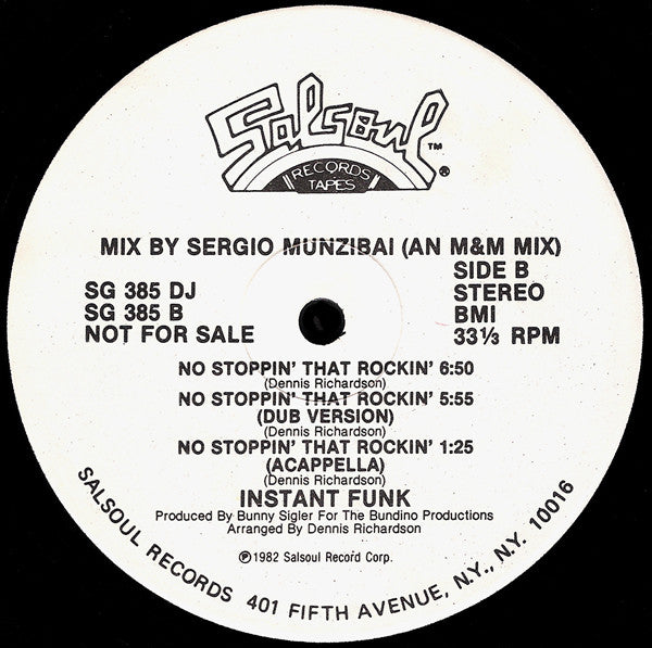 Instant Funk : No Stoppin' That Rockin' (12", Promo)