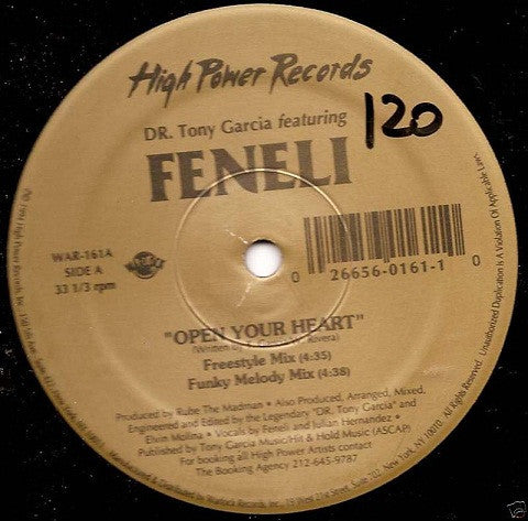 Dr. Tony Garcia* featuring Feneli : Open Your Heart (12")