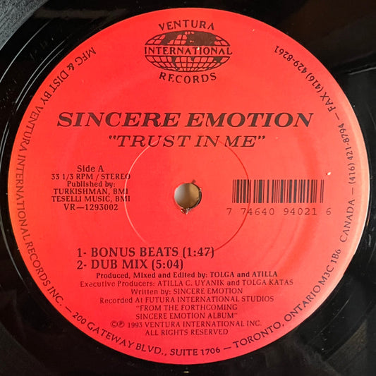 Sincere Emotion : Trust In Me (12", Red)