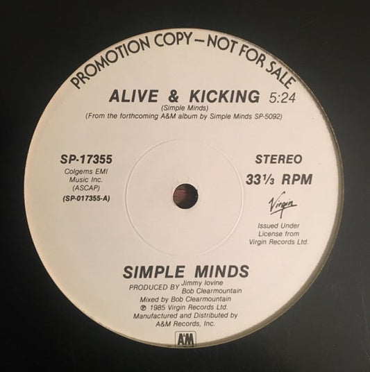 Simple Minds : Alive & Kicking (12", Promo)