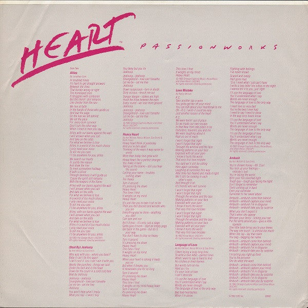 Heart : Passionworks (LP, Album, Car)