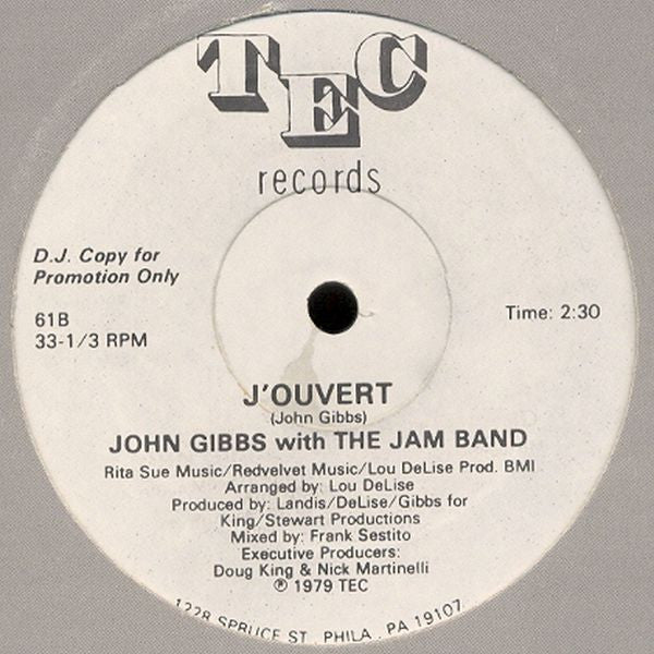 John Gibbs With The Jam Band : J'Ouvert (12", Promo)