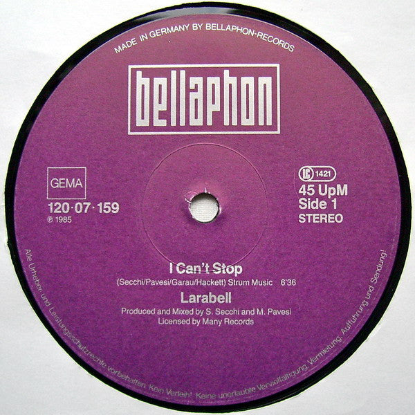 Larabell : I Can't Stop (12")