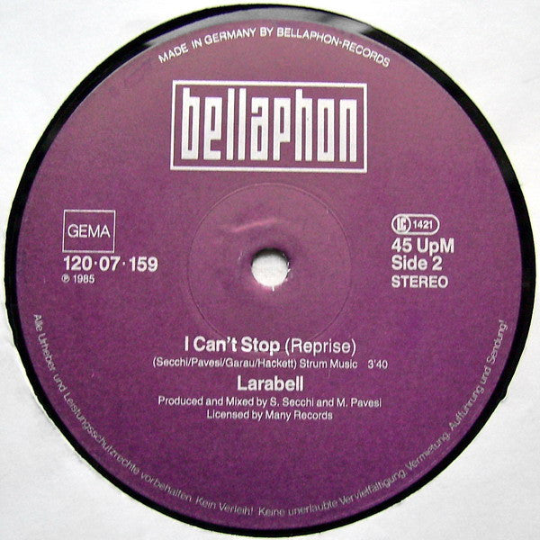 Larabell : I Can't Stop (12")