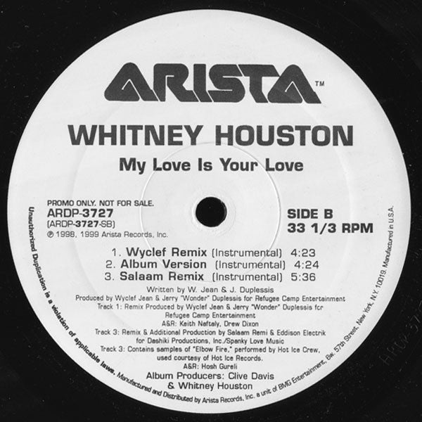 Whitney Houston : My Love Is Your Love (12", Single, Promo)