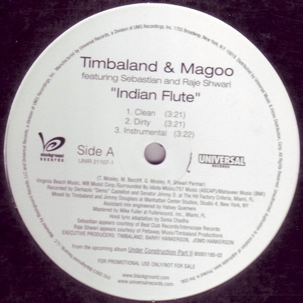 Timbaland & Magoo Featuring Sebastian (3) And Raje Shwari : Indian Flute (12", Promo)