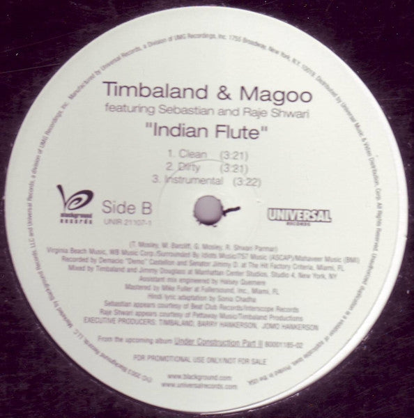 Timbaland & Magoo Featuring Sebastian (3) And Raje Shwari : Indian Flute (12", Promo)