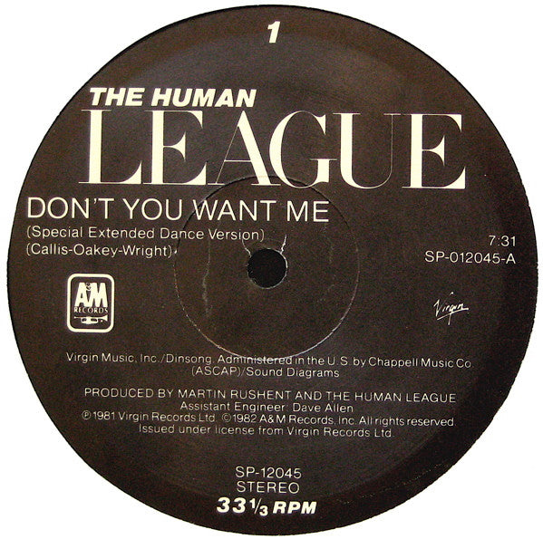 The Human League : Don't You Want Me (Special Extended Dance Mix) / Love Action (I Believe In Love) (12")