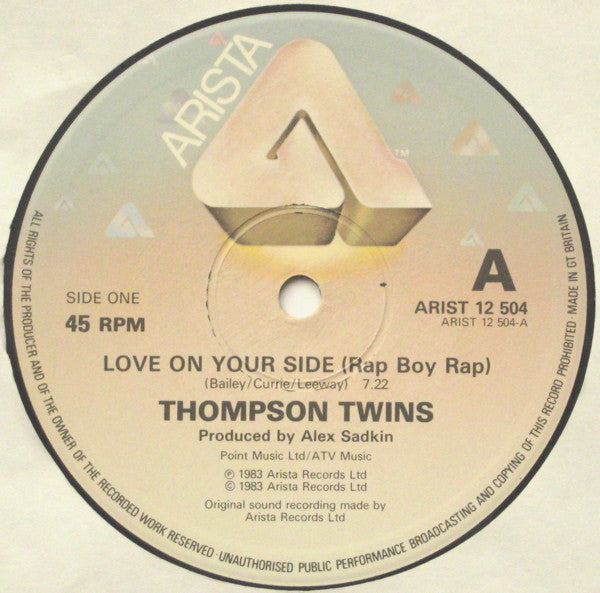 Thompson Twins : Love On Your Side (Rap Boy Rap) (12", Single)