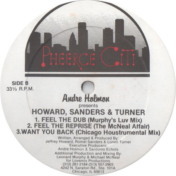 Andre Holmon Presents Jeffrey Howard, Romel Sanders & Lonell Turner : Feel The Music (12")