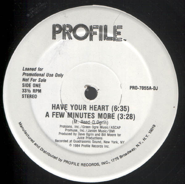 Fresh 3 MC's : Have Your Heart / A Few Minutes More (12", Promo)