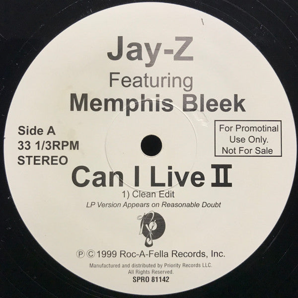 Jay-Z : Can I Live II (12", Single, Promo)