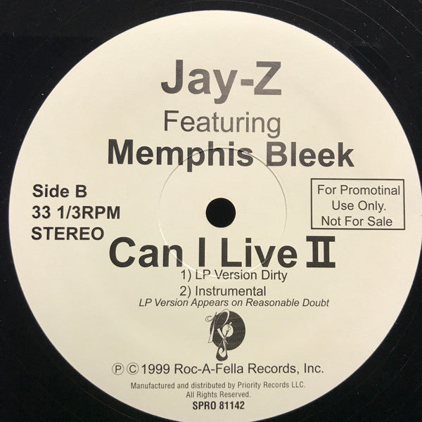 Jay-Z : Can I Live II (12", Single, Promo)