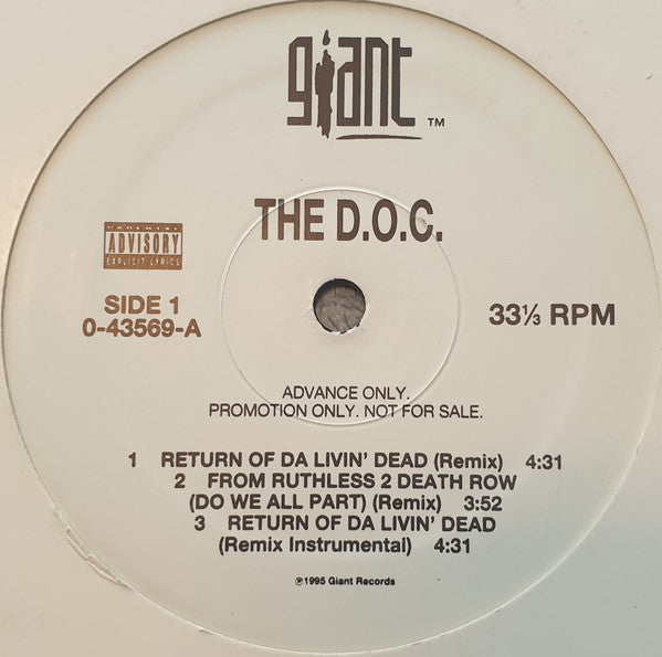 The D.O.C. : Return Of Da Livin' Dead (12", Maxi, Promo)